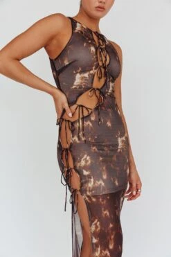 Mira Tied Keyhole Maxi Dress Brown -Trend Whisper AH0086D 20BROWN 4