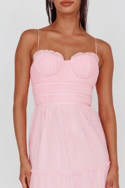 Calla Sweetheart Neckline Hail Spot Midi Dress Pink -Trend Whisper AH0114H 20PINK 4