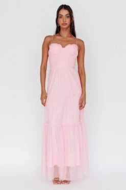 Calla Sweetheart Neckline Hail Spot Midi Dress Pink -Trend Whisper AH0114H 20PINK 5