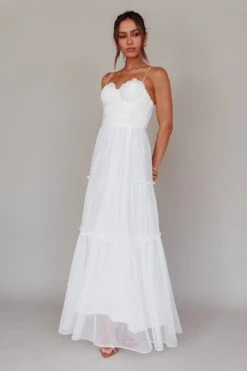 Calla Sweetheart Neckline Hail Spot Midi Dress White -Trend Whisper AH0114H 20WHITE 2