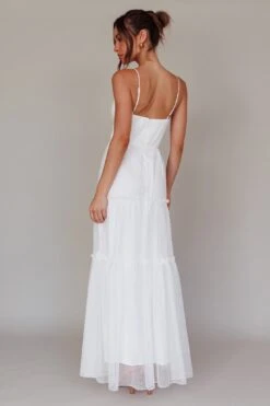 Calla Sweetheart Neckline Hail Spot Midi Dress White -Trend Whisper AH0114H 20WHITE 3