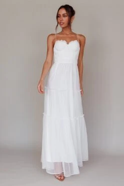 Calla Sweetheart Neckline Hail Spot Midi Dress White -Trend Whisper AH0114H 20WHITE 6