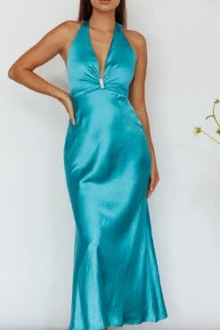 Oasis Diamante Halterneck Maxi Dress Turquoise -Trend Whisper AH0120H 20TURQUOISE 4