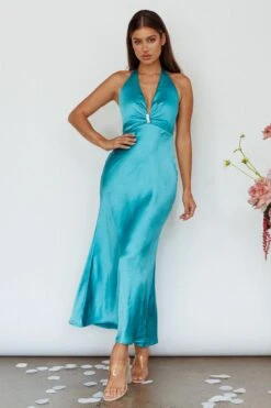 Oasis Diamante Halterneck Maxi Dress Turquoise -Trend Whisper AH0120H 20TURQUOISE 5