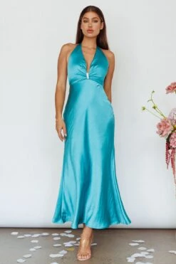 Oasis Diamante Halterneck Maxi Dress Turquoise -Trend Whisper AH0120H 20TURQUOISE 7