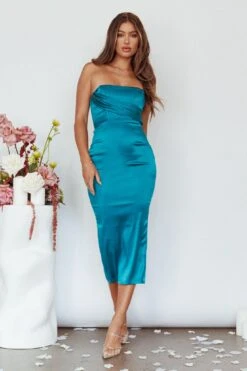 Still Mine Strapless Midi Dress Green -Trend Whisper AH0141D 20GREEN 2