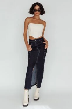 Mercury Retrograde Pocket Midi Skirt Indigo