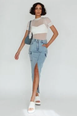 Mercury Retrograde Pocket Midi Skirt Denim