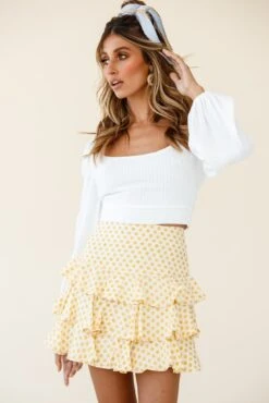 Let Them Eat Cake Triple Ruffle Skirt Polka Dot Yellow -Trend Whisper CM0069D03 YELLOW 5