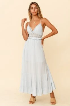 Desert Rose Crochet Tie-Up Back Maxi Dress Ice Blue 11 Desert Rose Crochet Tie-Up Back Maxi Dress Ice Blue -Trend Whisper CM0781B ICE BLUE 6