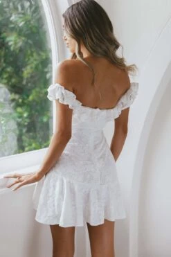 Verona Off-Shoulder Ruffle Mini Dress White -Trend Whisper CM0829B01WHITE 3