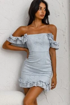 Verona Off-Shoulder Lace Overlay Mini Dress Blue -Trend Whisper CM0829BBLUE 4