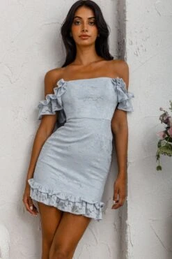 Verona Off-Shoulder Lace Overlay Mini Dress Blue -Trend Whisper CM0829BBLUE 5