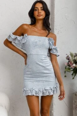 Verona Off-Shoulder Lace Overlay Mini Dress Blue -Trend Whisper CM0829BBLUE 6