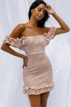 Verona Off-Shoulder Lace Overlay Mini Dress Blush -Trend Whisper CM0829B 20BLUSH 4