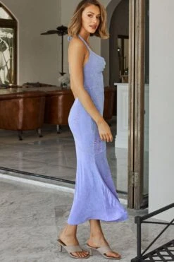 Bring On The Night Cowl Halterneck Front Split Maxi Dress Blue 11 Bring On The Night Cowl Halterneck Front Split Maxi Dress Blue -Trend Whisper CM0901B01 BLUE 5