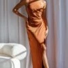 Sonoma Halterneck Faux Wrap Twist Back Maxi Dress Chocolate