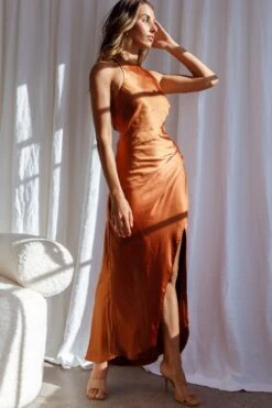 Sonoma Halterneck Faux Wrap Twist Back Maxi Dress Chocolate -Trend Whisper CM1272B01 CHOCOLATE 7