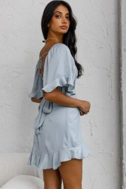 Hand In Mine Ruffle Hem Dress Blue 13 Hand In Mine Ruffle Hem Dress Blue -Trend Whisper CM1405B 20BLUE 7