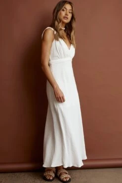 Zanzibar Surplice Neckline Maxi Dress White -Trend Whisper CM1427D 20WHITE 4