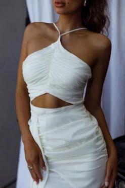 Casa Del Sol Ruched Cut-Out Dress White -Trend Whisper CM1449D 20CREAM 4