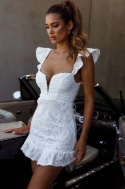 Mon Papillon Lace Mini Dress White -Trend Whisper CM1608B 20WHITE 6