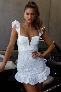 Mon Papillon Lace Mini Dress White -Trend Whisper CM1608B 20WHITE 9