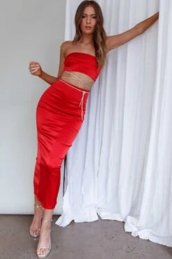 Nohemi Strapless Diamante Maxi Dress Red -Trend Whisper CM1934J01RED 5