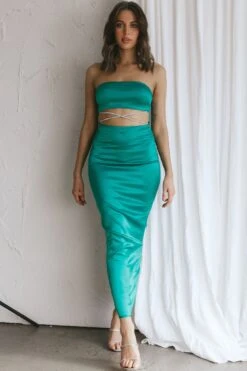 Nohemi Strapless Diamante Maxi Dress Green -Trend Whisper CM1934J01 20GREEN 5