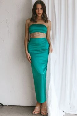 Nohemi Strapless Diamante Maxi Dress Green -Trend Whisper CM1934J01 20GREEN 7