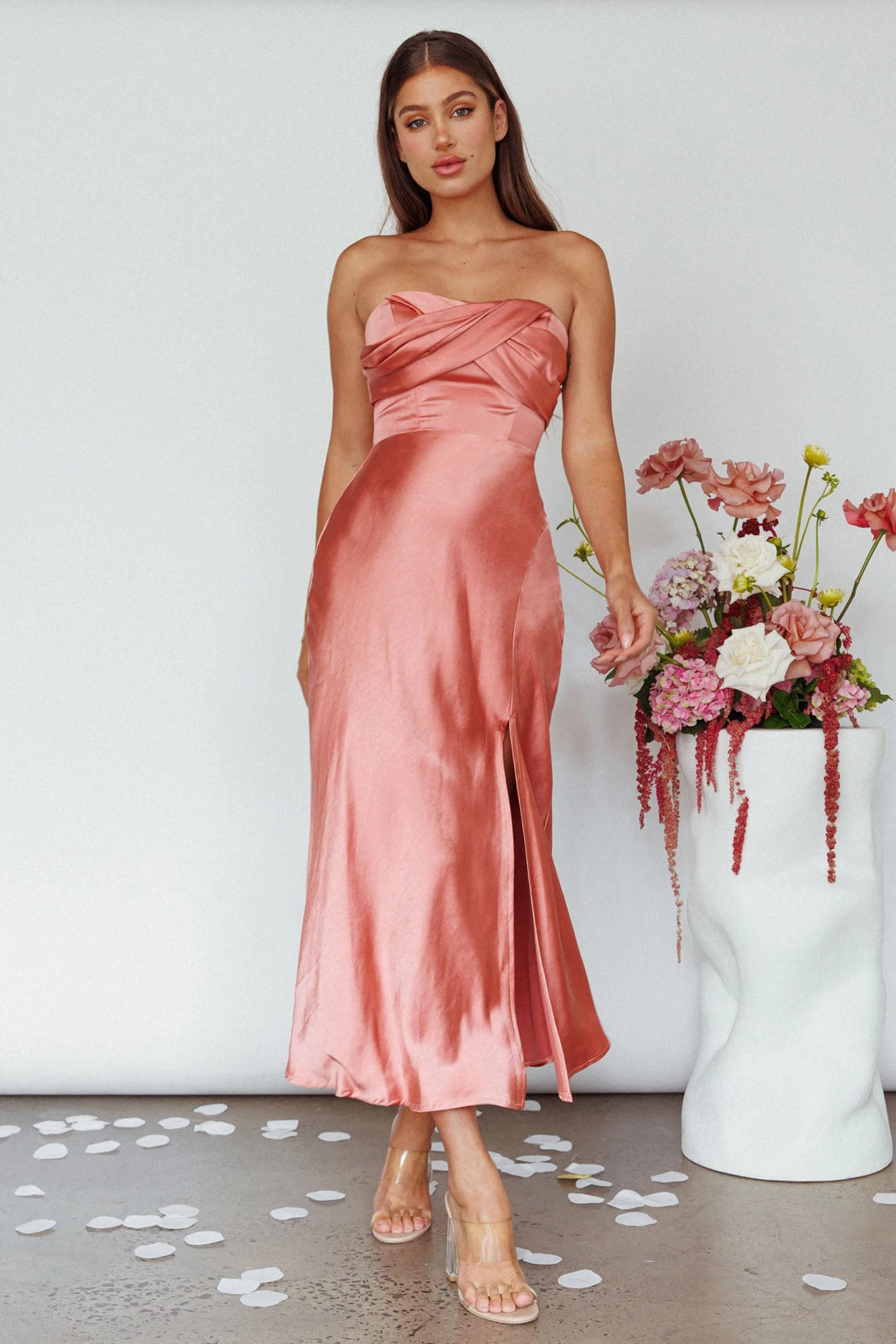 Yvette Wrap Neckline Midi Dress Desert Rose 5 Yvette Wrap Neckline Midi Dress Desert Rose - Image 5