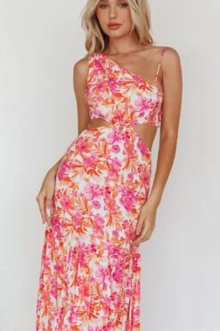 Evening Breeze Cut-Out Waist Maxi Dress Floral Pink -Trend Whisper CM3057D01 20PINK 4