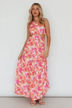 Evening Breeze Cut-Out Waist Maxi Dress Floral Pink -Trend Whisper CM3057D01 20PINK 5