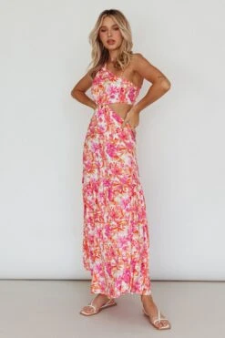Evening Breeze Cut-Out Waist Maxi Dress Floral Pink -Trend Whisper CM3057D01 20PINK 6