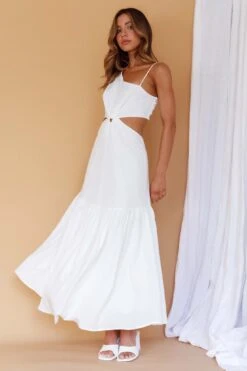 Evening Breeze Cut-Out Waist Maxi Dress White -Trend Whisper CM3057D 20WHITE 2