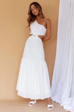 Evening Breeze Cut-Out Waist Maxi Dress White -Trend Whisper CM3057D 20WHITE 6