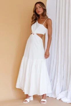 Evening Breeze Cut-Out Waist Maxi Dress White -Trend Whisper CM3057D 20WHITE 7