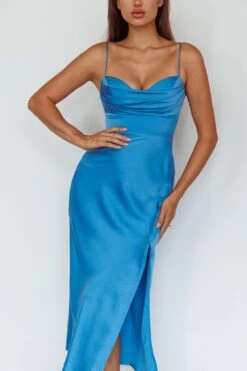 Giorgette Side Split Midi Dress Blue -Trend Whisper CM4054D01 20BLUE 4