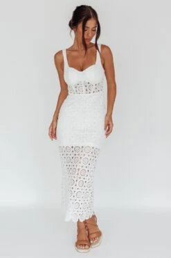 Milano Crochet Lace Midi Dress White -Trend Whisper CM5019D01 20WHITE 6