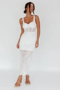 Milano Crochet Lace Midi Dress White -Trend Whisper CM5019D01 20WHITE 7
