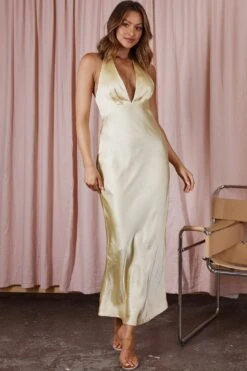 Of Your Dreams Rose Accent Halter Dress Butter -Trend Whisper CM6011DBUTTER 4