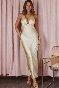 Of Your Dreams Rose Accent Halter Dress Butter -Trend Whisper CM6011DBUTTER 5