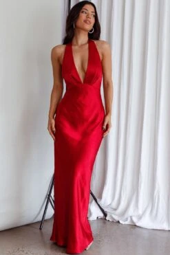Of Your Dreams Rose Accent Halter Dress Red -Trend Whisper CM6011D 20RED 6
