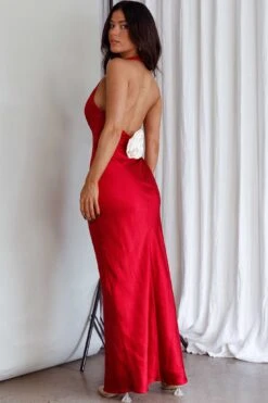 Of Your Dreams Rose Accent Halter Dress Red -Trend Whisper CM6011D 20RED 9