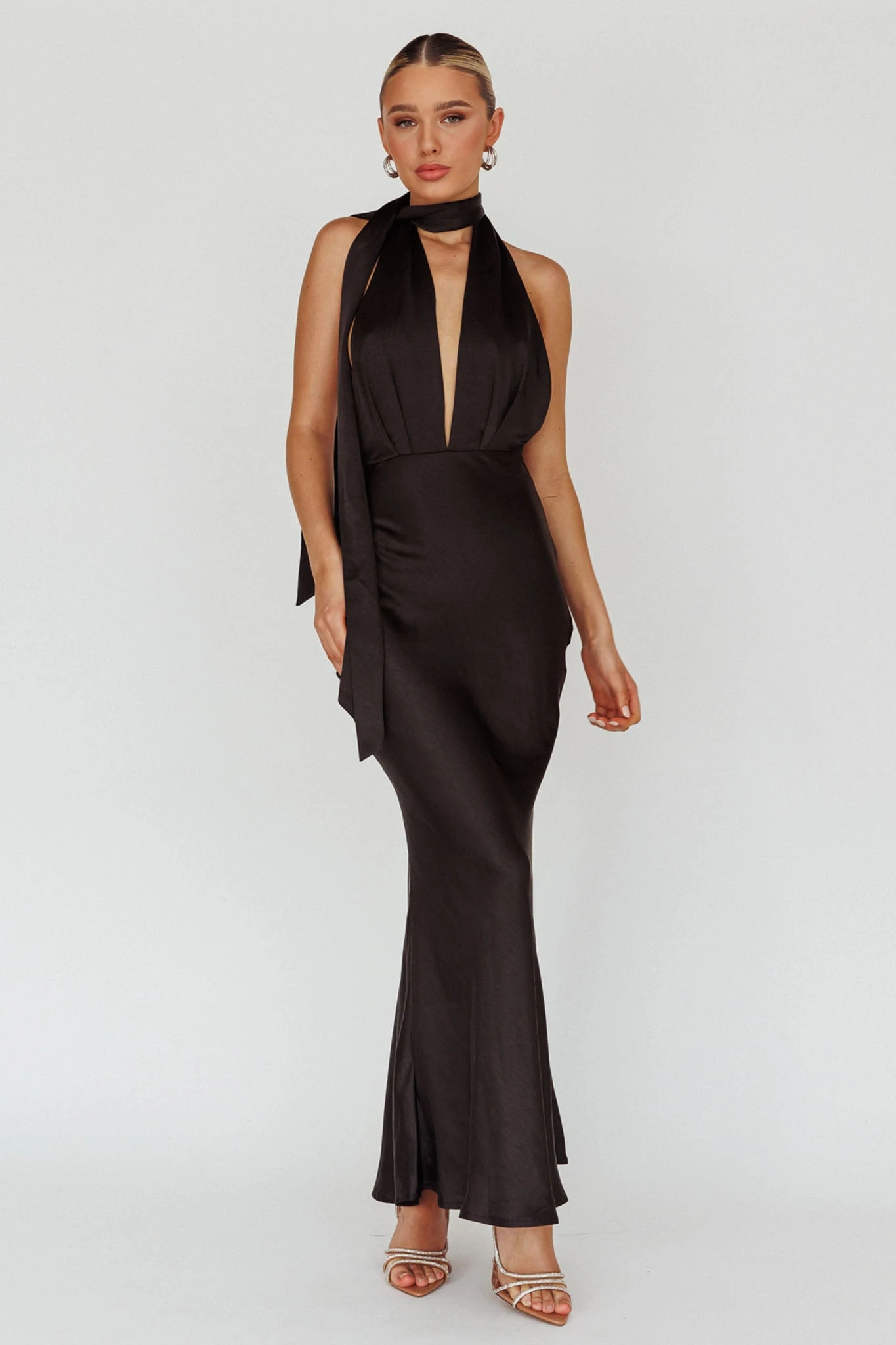 Italia Azure Halterneck Maxi Dress Black 4 Italia Azure Halterneck Maxi Dress Black - Image 4