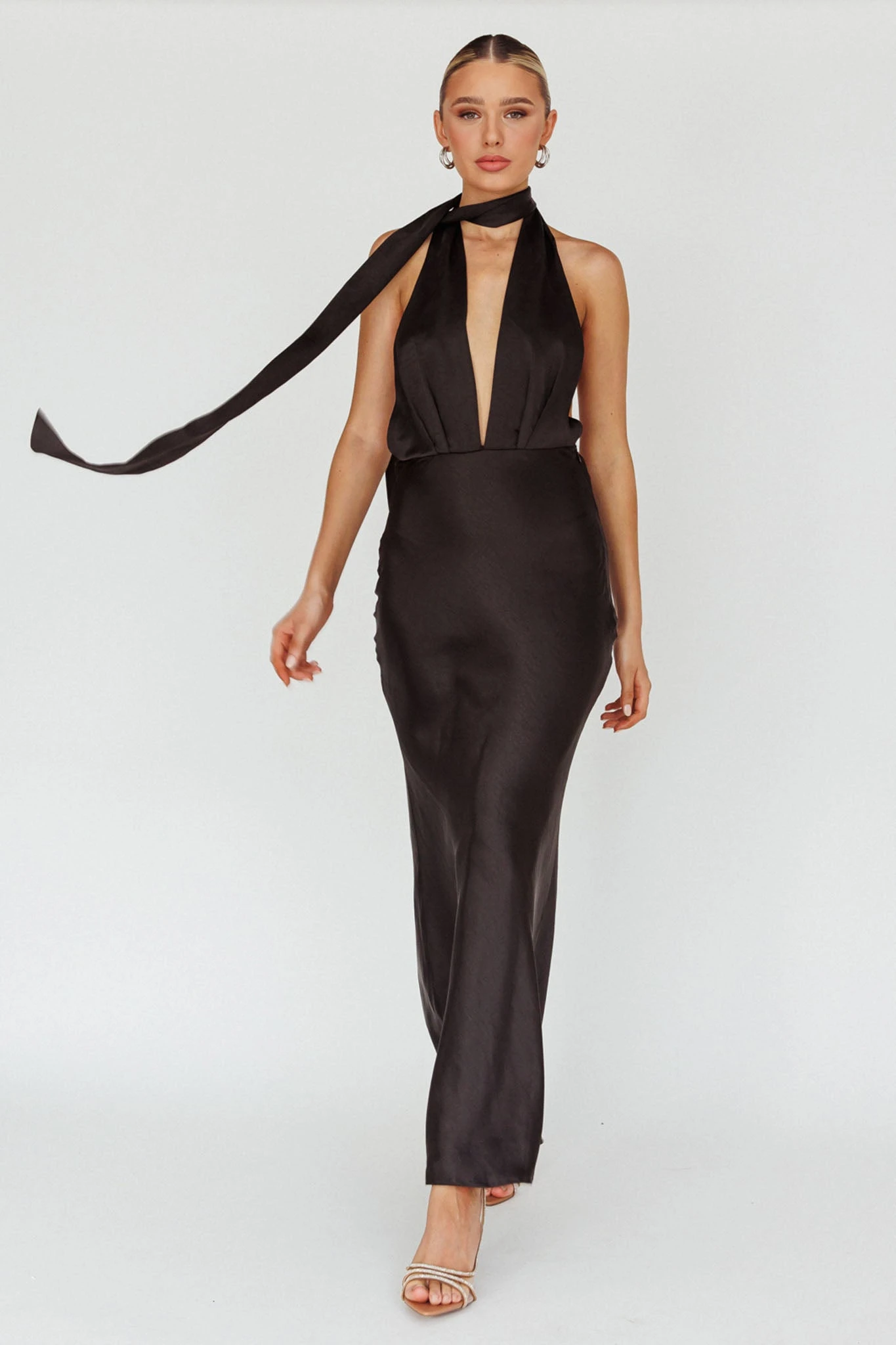 Italia Azure Halterneck Maxi Dress Black 6 Italia Azure Halterneck Maxi Dress Black - Image 6