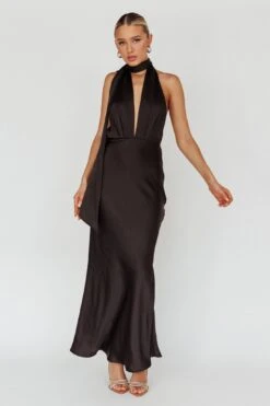 Italia Azure Halterneck Maxi Dress Black 15 Italia Azure Halterneck Maxi Dress Black -Trend Whisper CM6080D 20BLACK 7