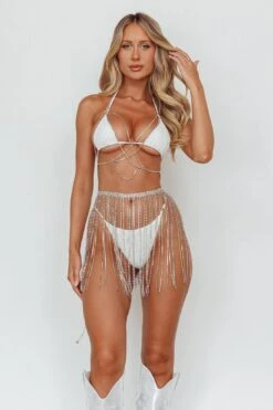 Venus Rising Diamante Bodychain Skirt Silver -Trend Whisper FS0003 20SILVER 8