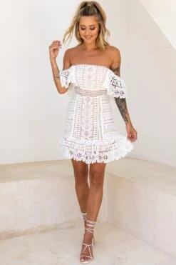 Tallulah Off-Shoulder Crochet Dress White 7 Tallulah Off-Shoulder Crochet Dress White -Trend Whisper KT0092B01 WHITE 2