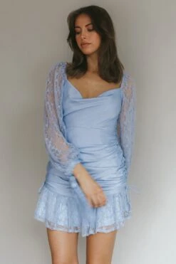 With Love Long Sleeve Lace Mini Dress Blue -Trend Whisper ME0028D01 20BLUE 6